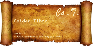 Csider Tibor névjegykártya